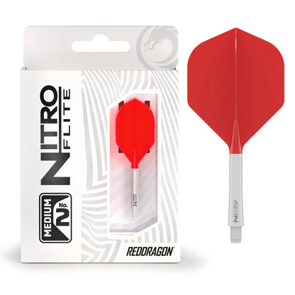 Nitro Flite Integrated Flight & Shaft - White & Red | Red Dragon